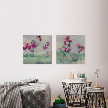 Fuchsia Treeline Diptych
