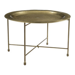 C.G. Sparks - Antique Brass-Plated Round Coffee Table - Coffee Tables