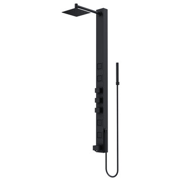 VIGO Bowery Square Spray Head Shower Massage Panel With Tub Filler, Matte Black