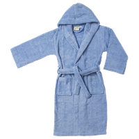 100% Premium Long-Staple Cotton Unisex Kids Hooded Bath Robe, Large,Blue
