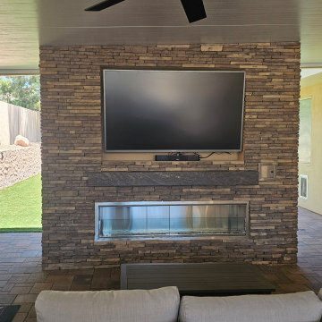 U-Shaupe Outdoor Kitchen & Lineal Fireplace Las Vegas NV Lone Mountain Area