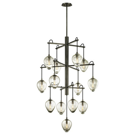 Troy Brixton 13-Light Pendant F6208, Gun Metal With Smoked Chrome