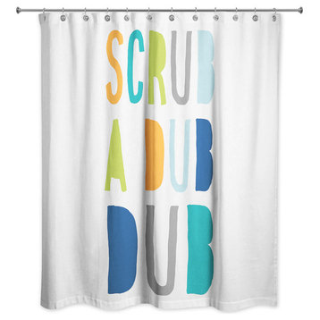 Scrub A Dub Dub Cool Tones Design 71x74 Shower Curtain