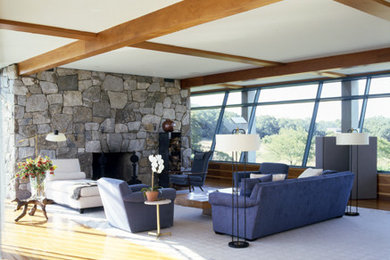 Trendy living room photo in New York