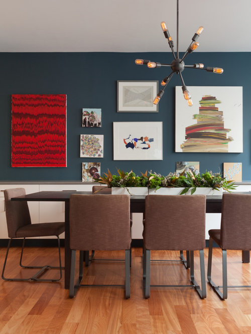 Navy Dining Room Design Ideas, Remodels & Photos with Blue Walls