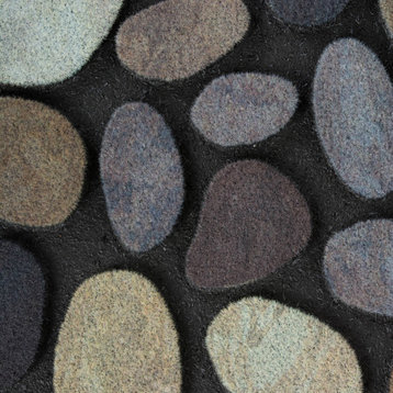 Pebbles and Border Printed Flocked Doormat 23X35