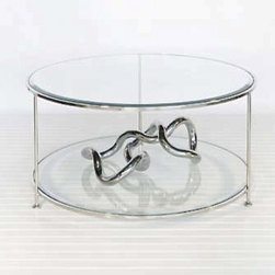 Worlds Away Rollo Round Nickel or Gold Coffee Table - Coffee Tables