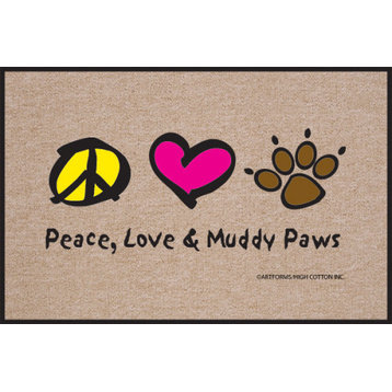 Pet Themed Welcome Mats, Peace Love and Muddy Paws Welcome Mat