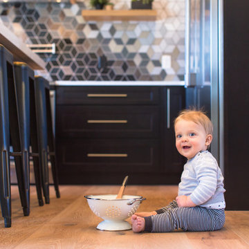 Custom Diamond Tiles merge with Handcrafted Subway Tile