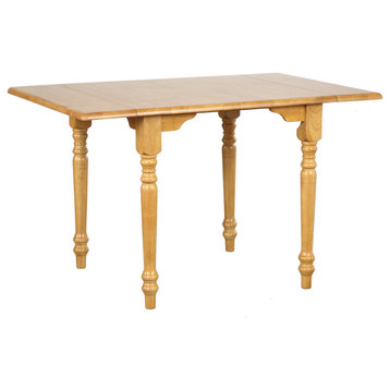 48" Rectangular Extendable Drop Leaf Dining Table, Light Oak Wood, Seats 2, 4