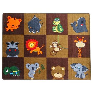 Kids World Carpets My Zoo Baby Earth Tone Children's Educational Area Rug