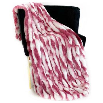 White Berry Snow Chinchilla Faux Fur Luxury Throw Blanket, Blanket 90Lx90W Full