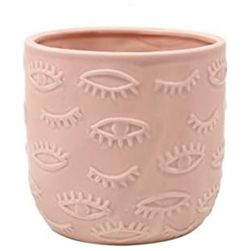 Eye Ceramic Flower & Planter 4.92"L x 4.49"H x 4.92"W, Pink