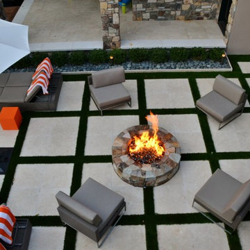 Franklin Lakes NJ Firepit and Seating Area on Outdoor Patio