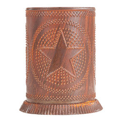 Handmade - Handmade Punched Tin Candle Warmer Accent Light Star Pattern, Rustic Tin - Candleholders