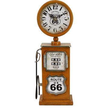 Route 66 Table Top Clock - Clock Frame: Dressed Yellow, Orange, Inner Face: Blac