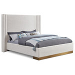 Meridian Furniture - Halton Boucle Fabric Bed, Cream, King - Settle in like royalty each night when you make this Halton boucle fabric bed yours. This eye-grabbing bed is destined to become the centerpiece of your bedroom sanctuary with its rich cream boucle fabric upholstery covering every square inch of its super-tall headboard and sides. This bed features a sturdy frame, so you can count on it weathering the sands of time and being a beautiful part of your bedroom for years to come.