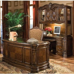 AICO Furniture - Windsor Court Office Suite in Vintage Fruitwood - 70207-54-SET - Home Office Accessories