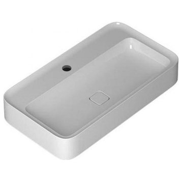 Cameo 90.50 Wall Mount/Vessel Bathroom Sink in Glossy White with 1 Faucet Hole