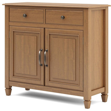 Storage Cabinet, Drawers & 2 Doors With Adjustable Shelves, Light Golden Brown