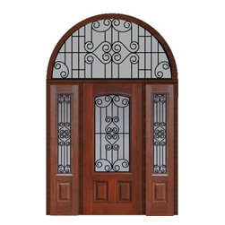 Prehung Side lights-Transom Door 80 Fiberglass Verona Arch Lite - Front Doors