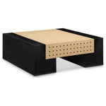 Meridian Furniture - Mondrian Coffee Table, 42" W X 42" D X 16" H - Transform your living space into a stylish and beautiful haven with the exquisite Mondrian Coffee Table. This stunning piece of furniture boasts a rich two-tone finish of black and natural, which is sure to elevate the aesthetic appeal of your home. Crafted with ash wood veneer, this coffee table exudes durability and sophistication. Its contrasting colors lend a touch of elegance to any room, making it the perfect centerpiece for hosting board games or entertaining guests. Experience the ultimate in functional and fashionable home decor with the Mondrian Coffee Table.