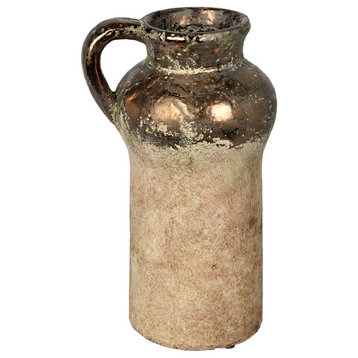 Vickerman Aged Terracotta Gray Ceramic Vase, 12"
