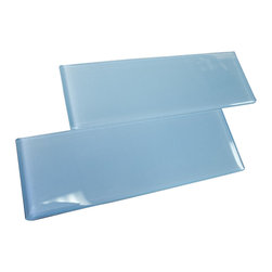 4x12 Glossy Sky Blue Subway Glass Mosaic Tiles - Home Accessories & Decor