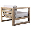 Paradise Outdoor Light Eucalyptus Wood Lounge Chair With Gray Cushions