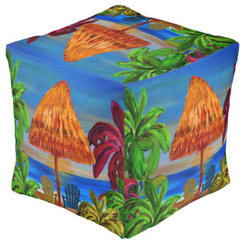 Tropical drinks beach tiki bar decor ottomans foot stools from my art., Tiki Tro