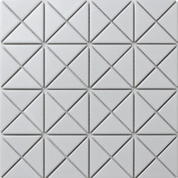 Gallery: White Triangled Backsplash - Mosaic Tile