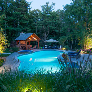 Lagoon Inground Pool In A Craftsman Style Backyard
