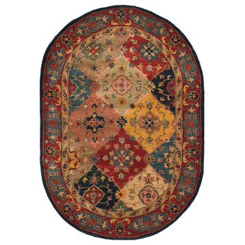 Safavieh Heritage Collection HG926 Rug, Red/Multi, 4'6" X 6'6" Oval