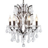 Classic Formal Crystal and Distressed Iron Chandelier - 6 Lights