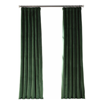 Heritage Plush Velvet Single Curtain, Single Panel, Eden Green, 50"x96"