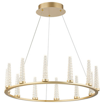 12-Light Gold Candle LED Round Chandelier