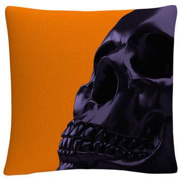 Black Halloween 3D Skull By Abc Decorative Throw Pillow