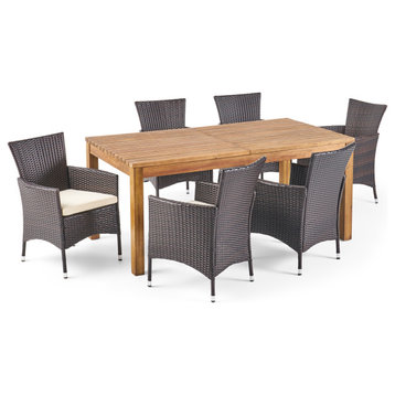 GDF Studio 7-Piece Lorelei Outdoor Dining Set With Expandable Dining Table