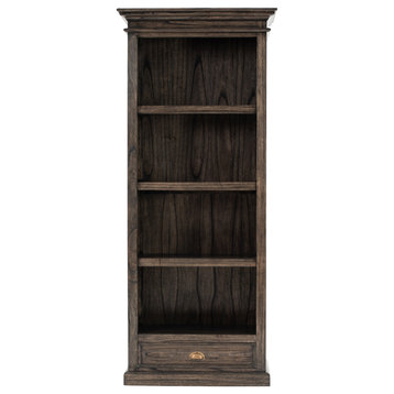 NovaSolo Halifax Mindi Wood Bookcase with 1 Drawer in Black Wash