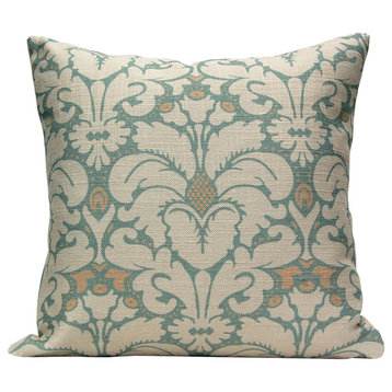 Plumes Damask Pillow, Oyster Bay