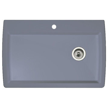 33.5"x22" Siligranit Ii Single Basin Kitchen Sink, Metallic Gray