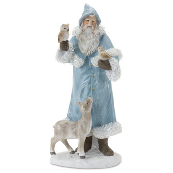 Santa With Woodland Animals Figurine, Set of 2