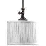 Progress Lighting - 1-Light Mini-Pendant, Espresso - One-light Mini-Pendant highlighted by modern drum shades in cream linen fabric with soft side pleats. Finished in Espresso, this traditionally rooted design is where classic vintage styling meets minimalistic lines