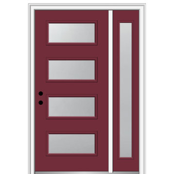51"x81.75" 4-Lite Frosted Right-Hand Inswing Fiberglass Door With Sidelite