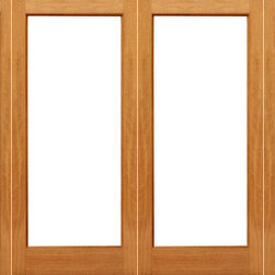 Prehung 1-lite Patio Brazilian Mahogany Wood IG Glass Double Door Side lights - Patio Doors