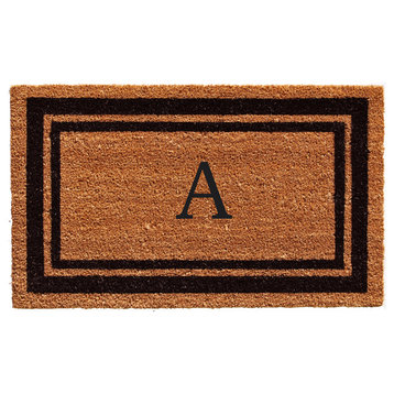 Black Border 18"x30" Monogram Doormat, Letter A