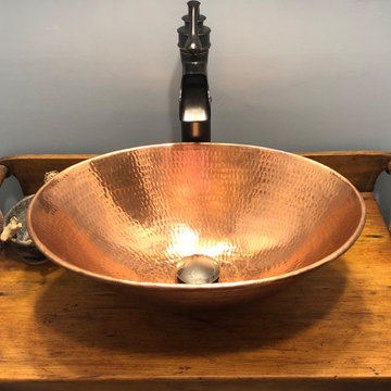 17" Oval Wired Rim Vessel Hammered Copper Sink in Polished Copper (VO17WPC)