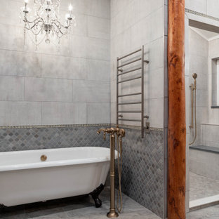 75+ Bäder mit dunklen Holzschränken und Löwenfuß-Badewanne Ideen