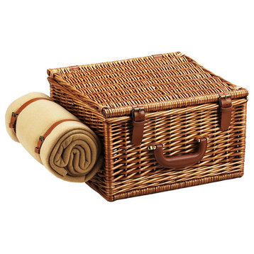 Cheshire Basket For Two With Coffee Set And Blanket, Wicker W and Santa Cruz