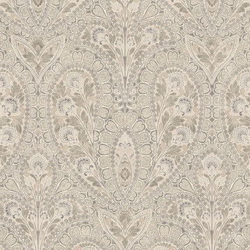 Paisley Floral Wallpaper, Taupe, Sample